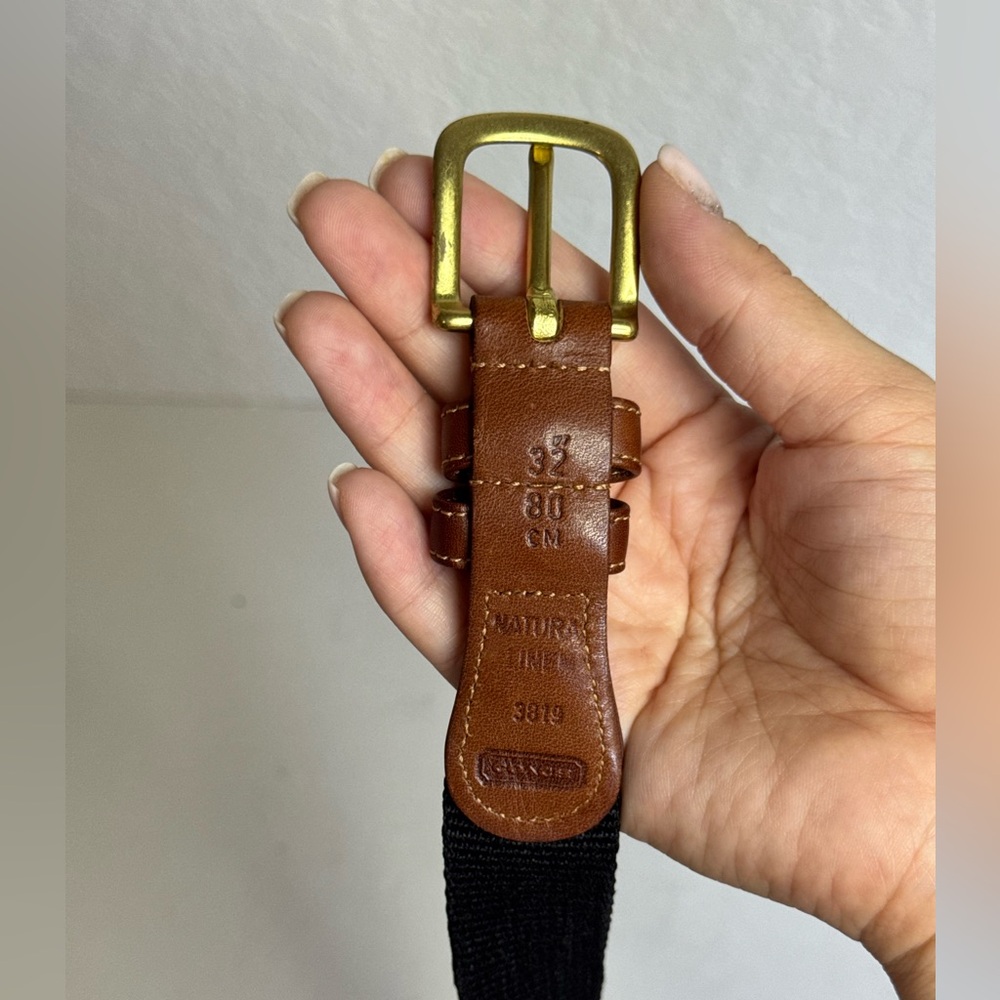 Coach Linen/Leather Black/Brown Belt Size 32/80 - Picture 2 of 8